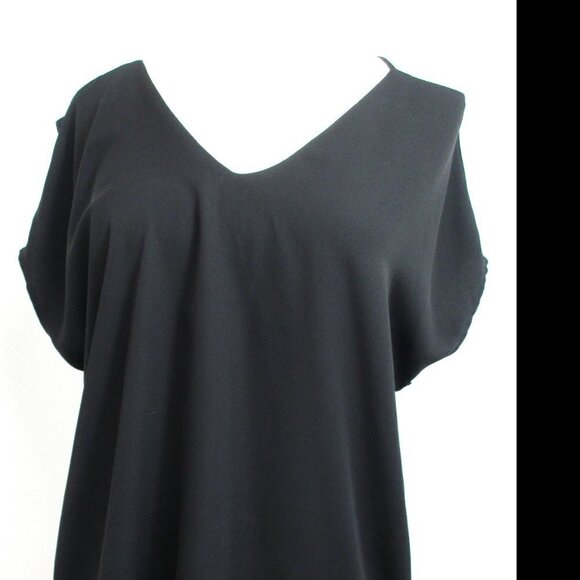 Shine Star Blouse Top Women Size L Black Cold Shoulder Sleeve Pullover Polyester - Picture 3 of 12